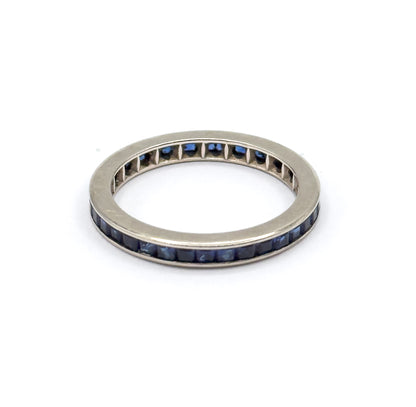Contemporary Blue Sapphire Eternity Band in 14K White Gold