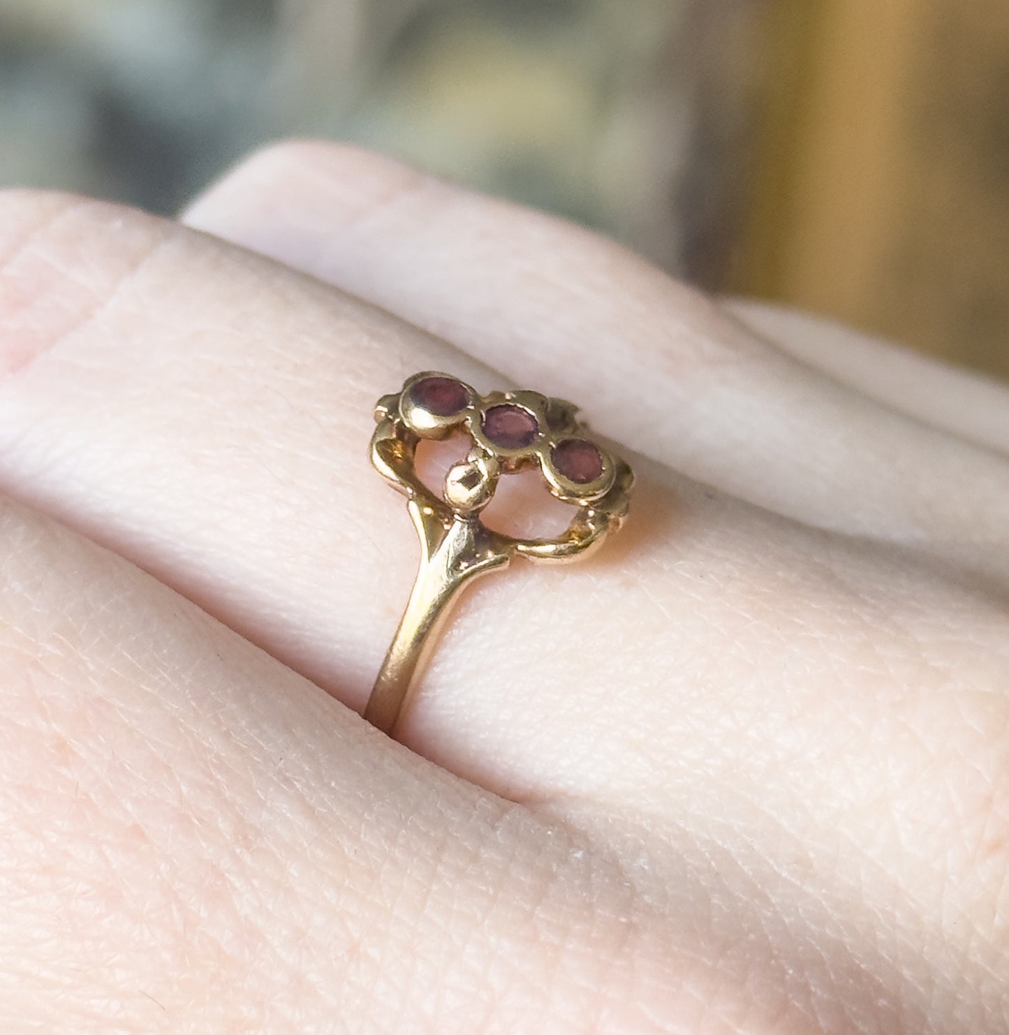 Antique Purple Paste Three Stone Ring in 10K Gold