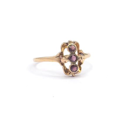 Antique Purple Paste Three Stone Ring in 10K Gold