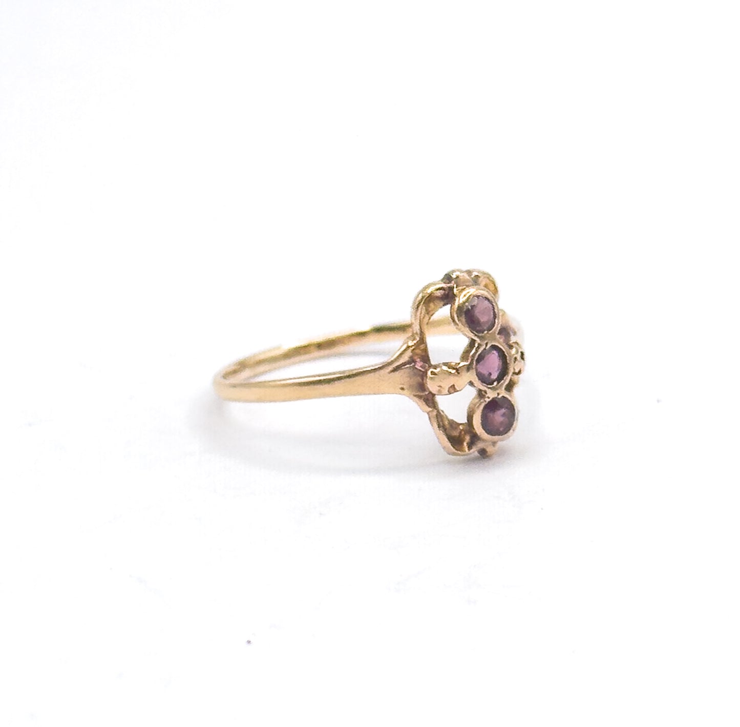 Antique Purple Paste Three Stone Ring in 10K Gold