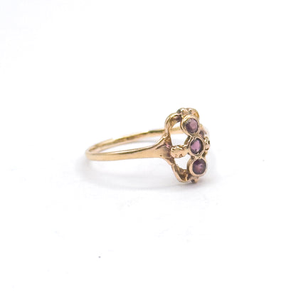 Antique Purple Paste Three Stone Ring in 10K Gold