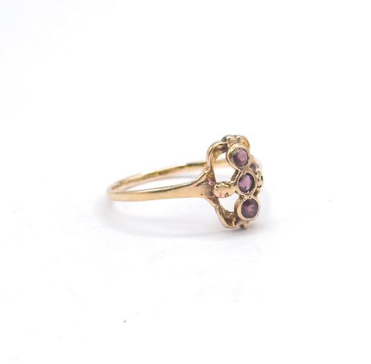 Antique Purple Paste Three Stone Ring in 10K Gold