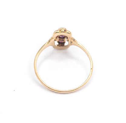 Antique Purple Paste Three Stone Ring in 10K Gold