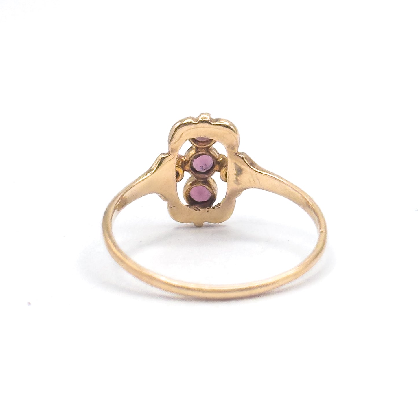 Antique Purple Paste Three Stone Ring in 10K Gold