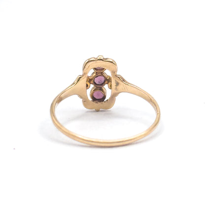 Antique Purple Paste Three Stone Ring in 10K Gold