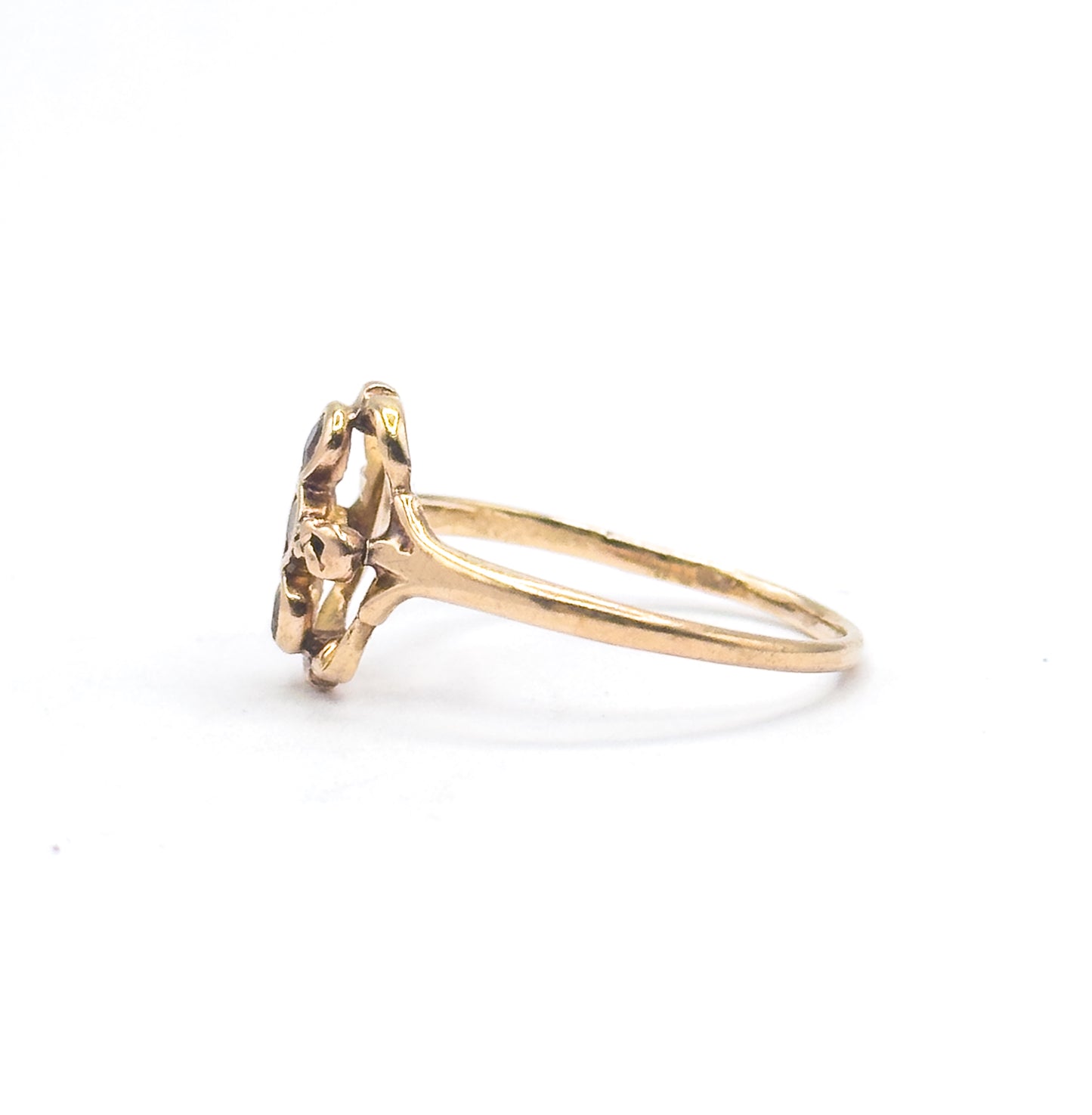 Antique Purple Paste Three Stone Ring in 10K Gold