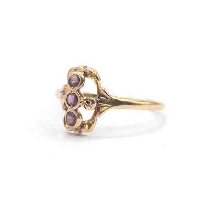 Antique Purple Paste Three Stone Ring in 10K Gold