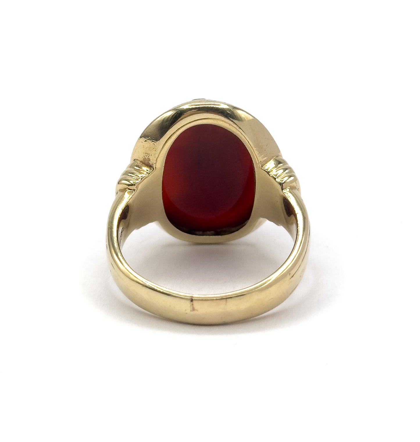 Retro Hardstone Cameo Roman Soldier Ring in 14K Yellow Gold