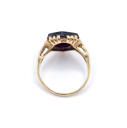 Retro Onyx Shield & Diamond Signet Ring in 10K Two-Tone Gold