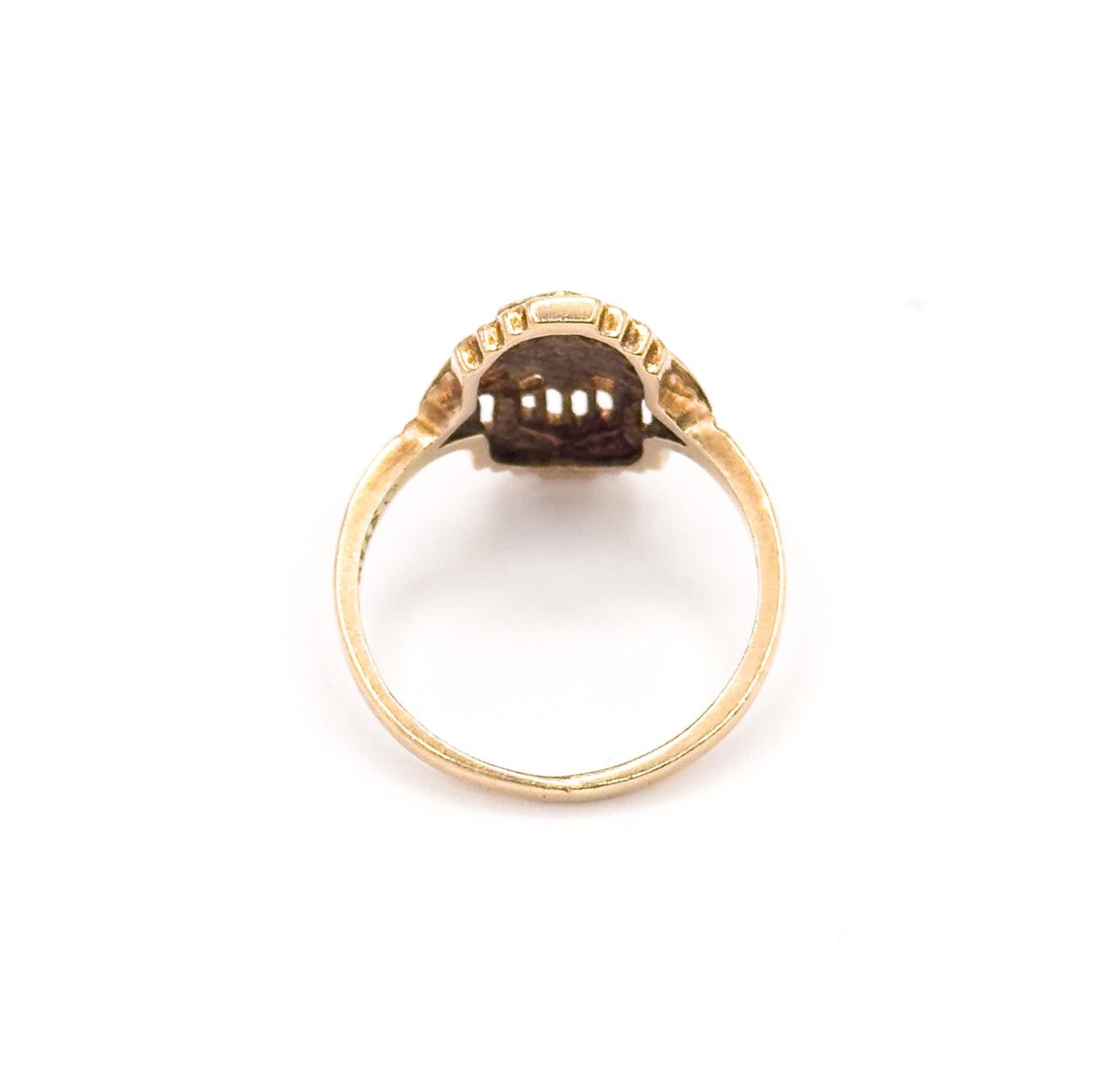 Vintage Art Deco Style Diamond Filigree Ring in 10K Two-Tone Gold
