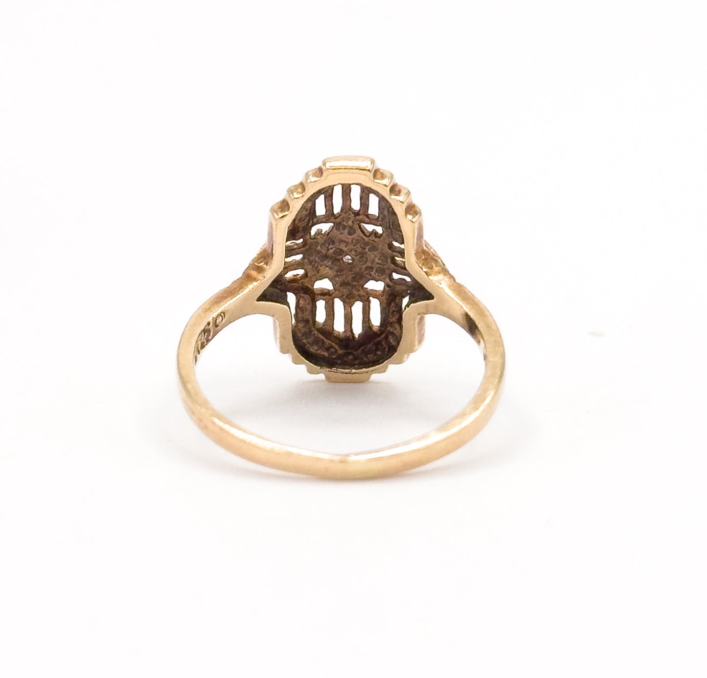 Vintage Art Deco Style Diamond Filigree Ring in 10K Two-Tone Gold