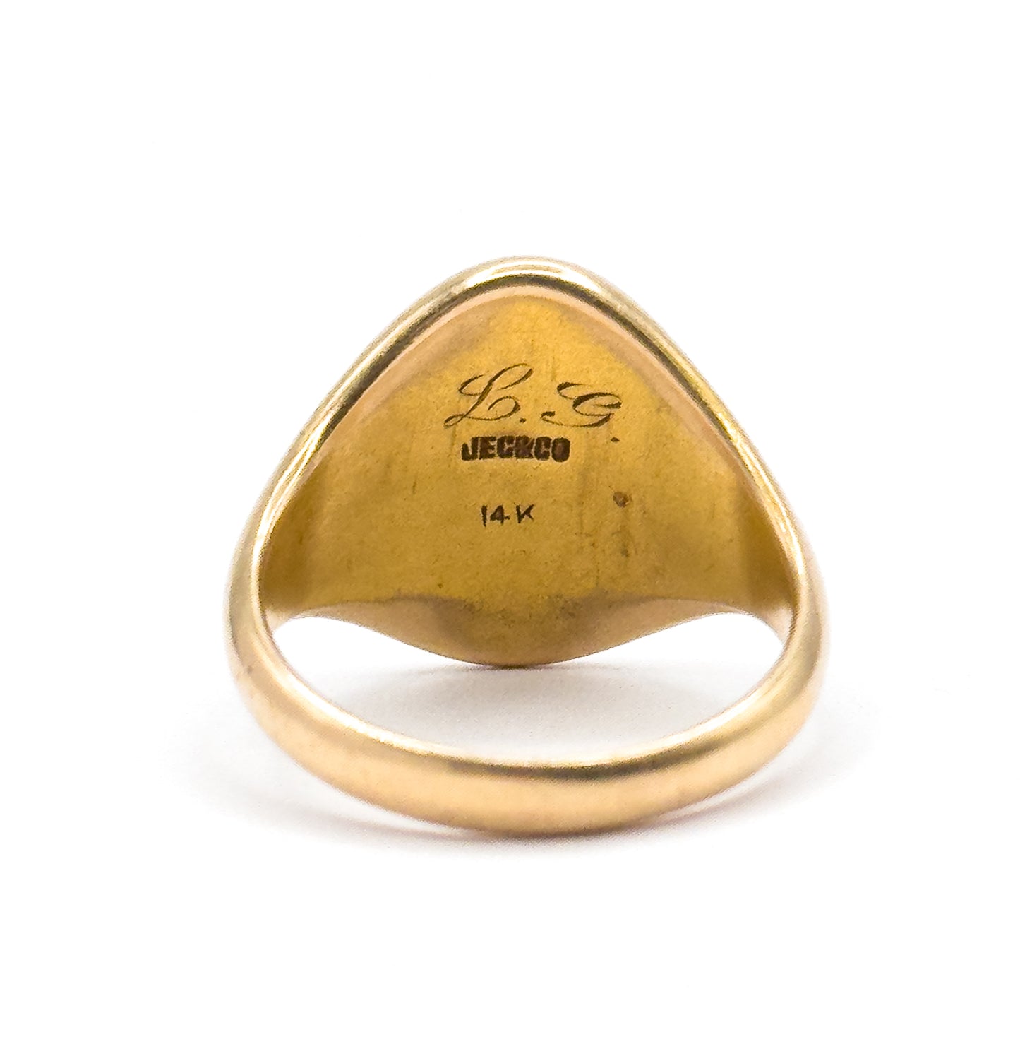 Art Deco Lamp of Knowledge Enamel Signet Ring in 14K Yellow Gold