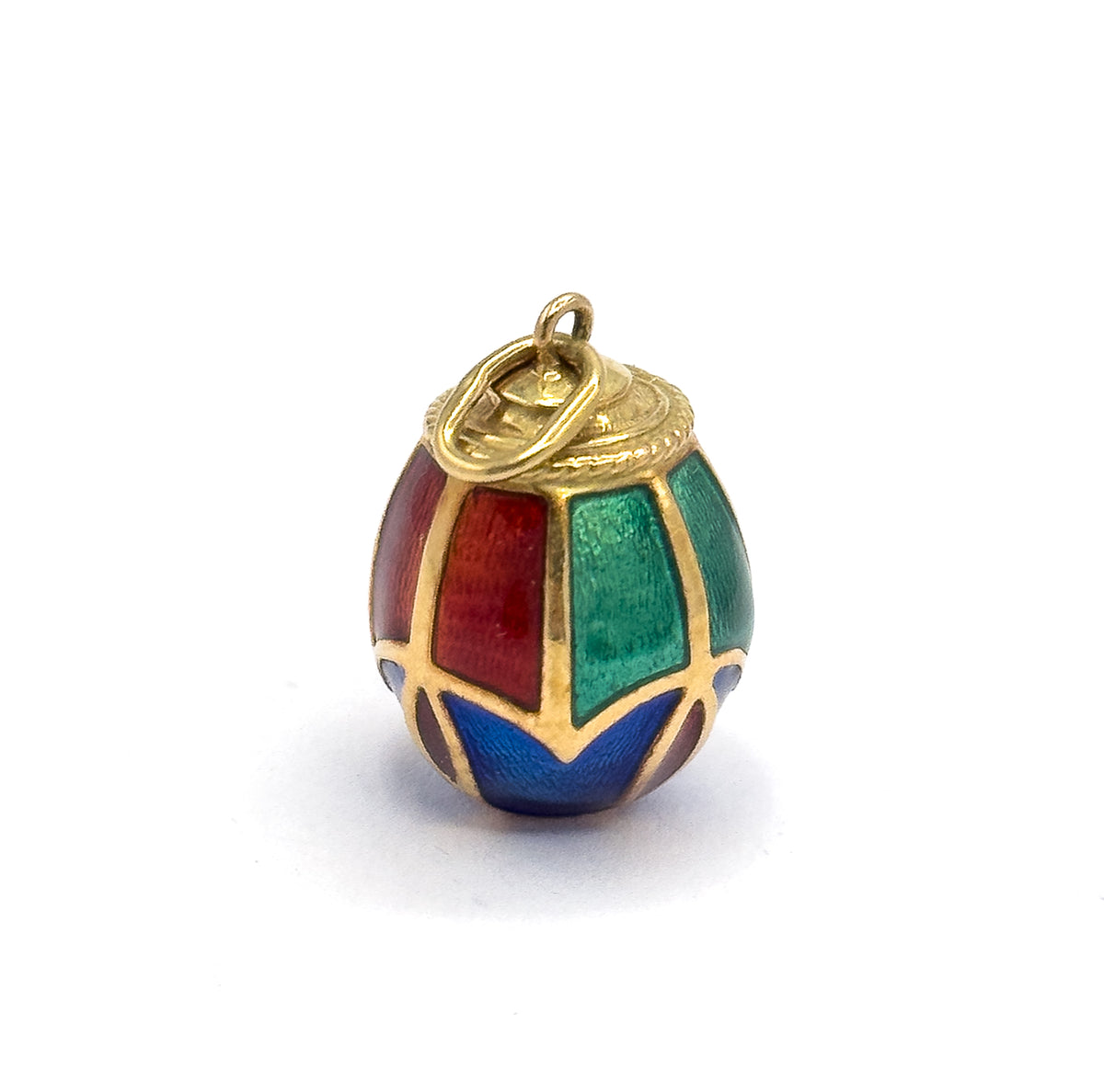 Soviet-Era Enamel Egg Charm in 14K Yellow Gold — view 5 of 7