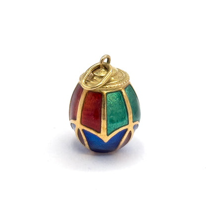 Soviet-Era Enamel Egg Charm in 14K Yellow Gold — view 5 of 7