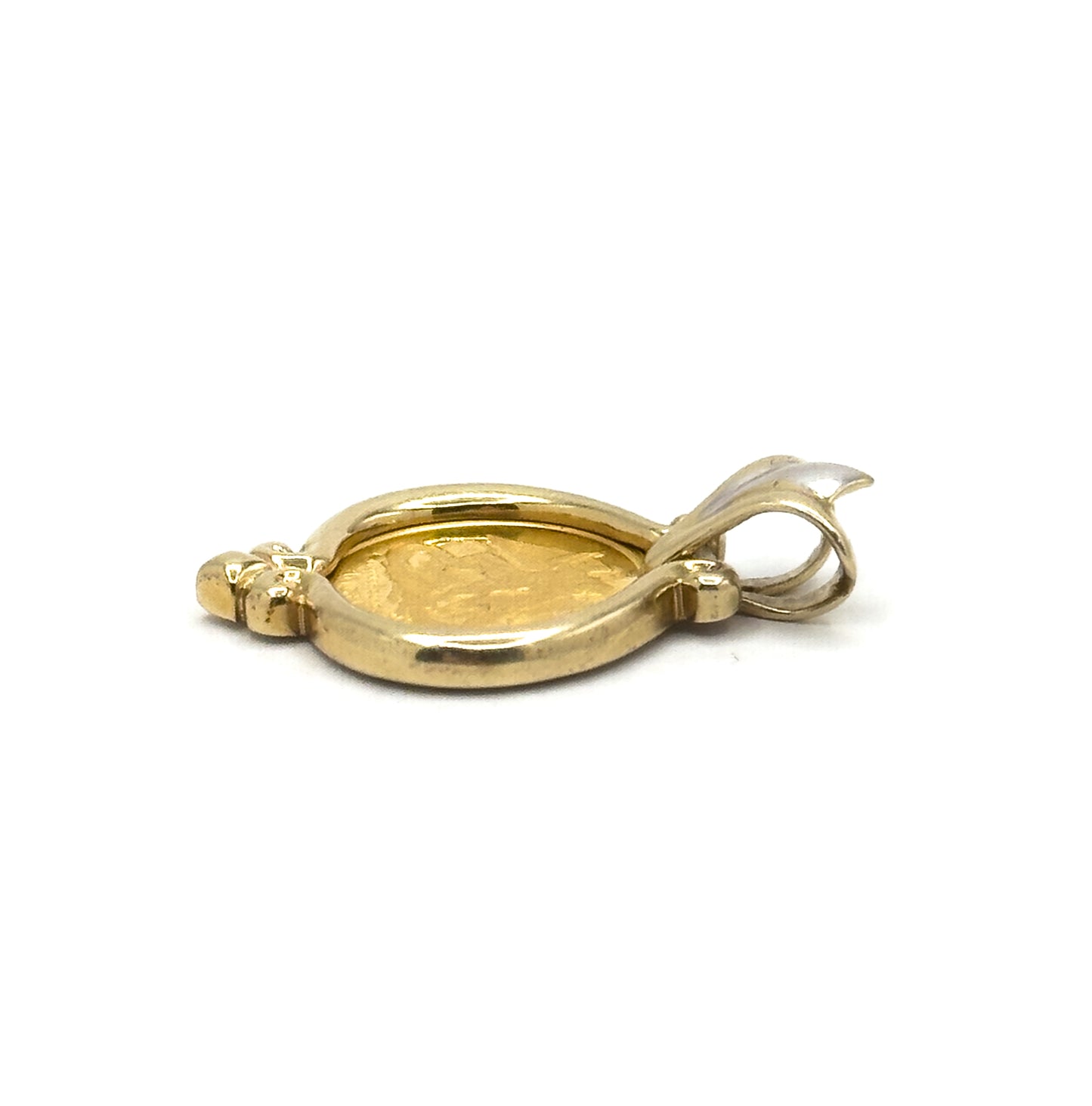 Isle of Man Angel Gold Coin Pendant, 1/20 oz .9999 Fine Gold in 14K Yellow Gold Bezel Pendant