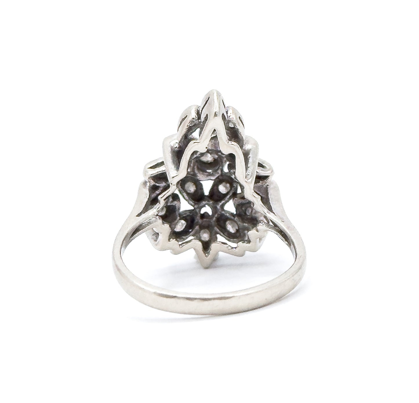 Vintage Diamond Cluster Ring in White Gold