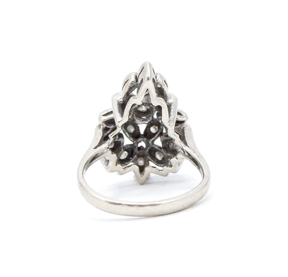 Vintage Diamond Cluster Ring in White Gold