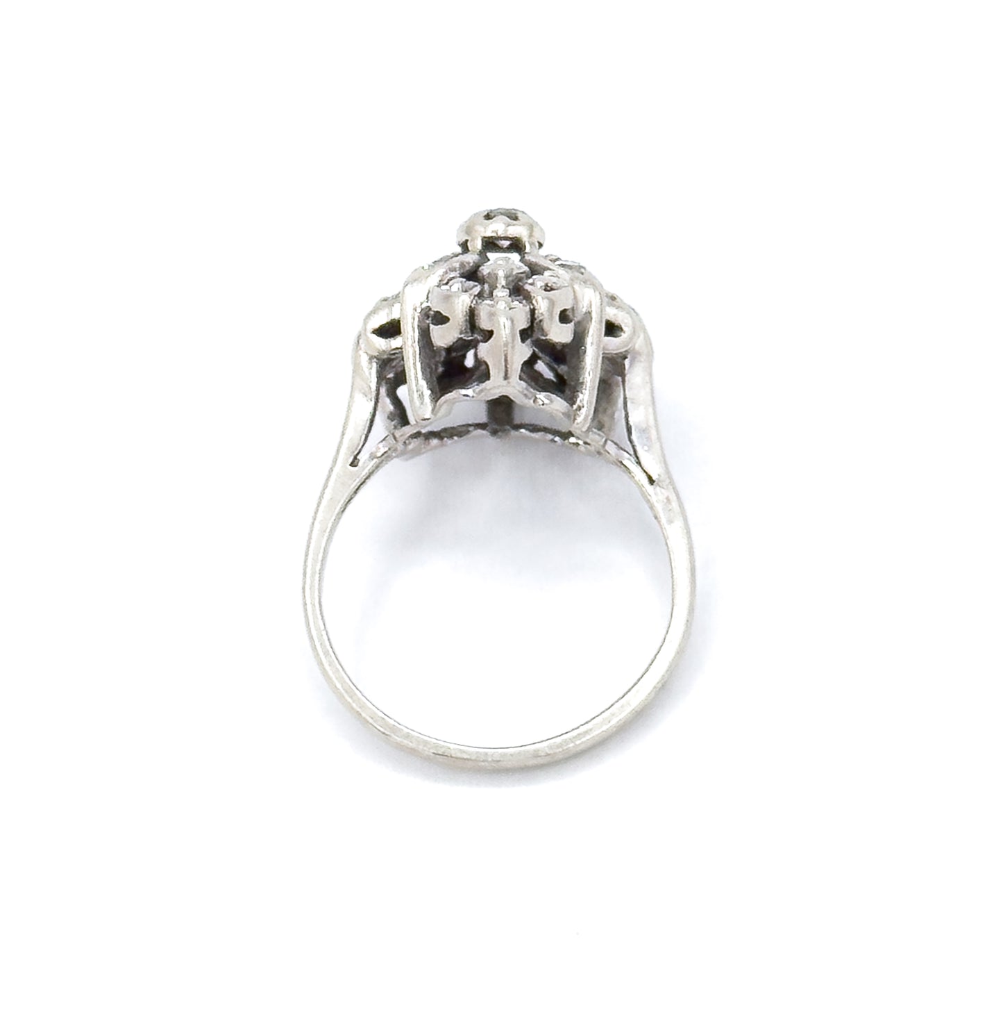 Vintage Diamond Cluster Ring in White Gold