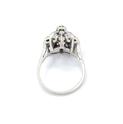 Vintage Diamond Cluster Ring in White Gold
