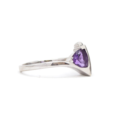 Vintage Amethyst & Diamond RIng in 14K White Gold