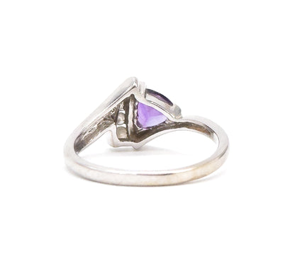 Vintage Amethyst & Diamond RIng in 14K White Gold