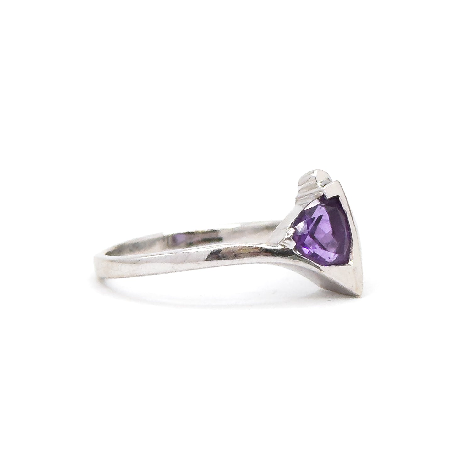 Vintage Amethyst & Diamond RIng in 14K White Gold
