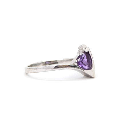 Vintage Amethyst & Diamond RIng in 14K White Gold