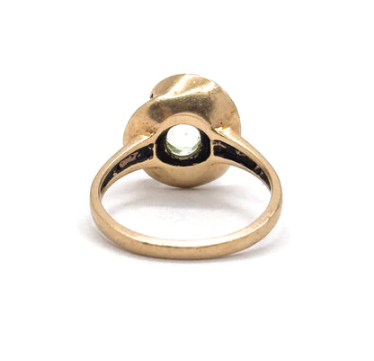 Vintage Pastel Green Spinel Ring with Darkened details in 10K