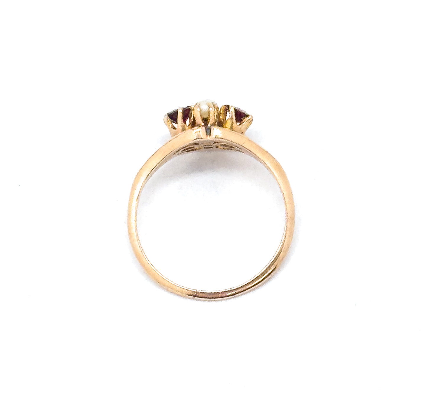 Antique Garnet & Seed Pearl Ring in Gold