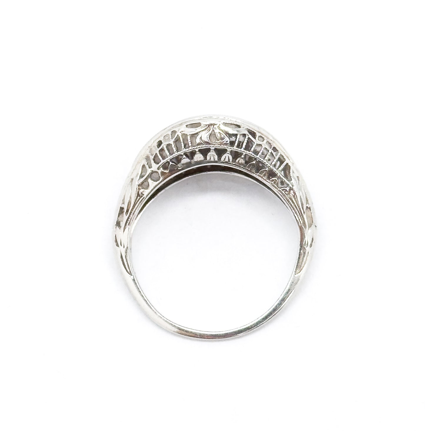Art Deco Toi et Moi  Diamond and Sapphire Ring in White Gold