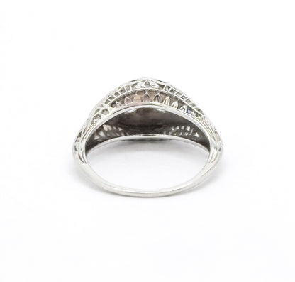 Art Deco Toi et Moi  Diamond and Sapphire Ring in White Gold