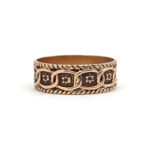 Antique Victorian Cigar Band Wide Ring in 10K Rose Gold