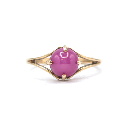 Vintage Synthetic Pink / Red Star Sapphire Ring in 10K Gold