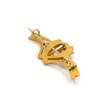 Art Nouveau Paste & Seed Pearl Brooch in Gold