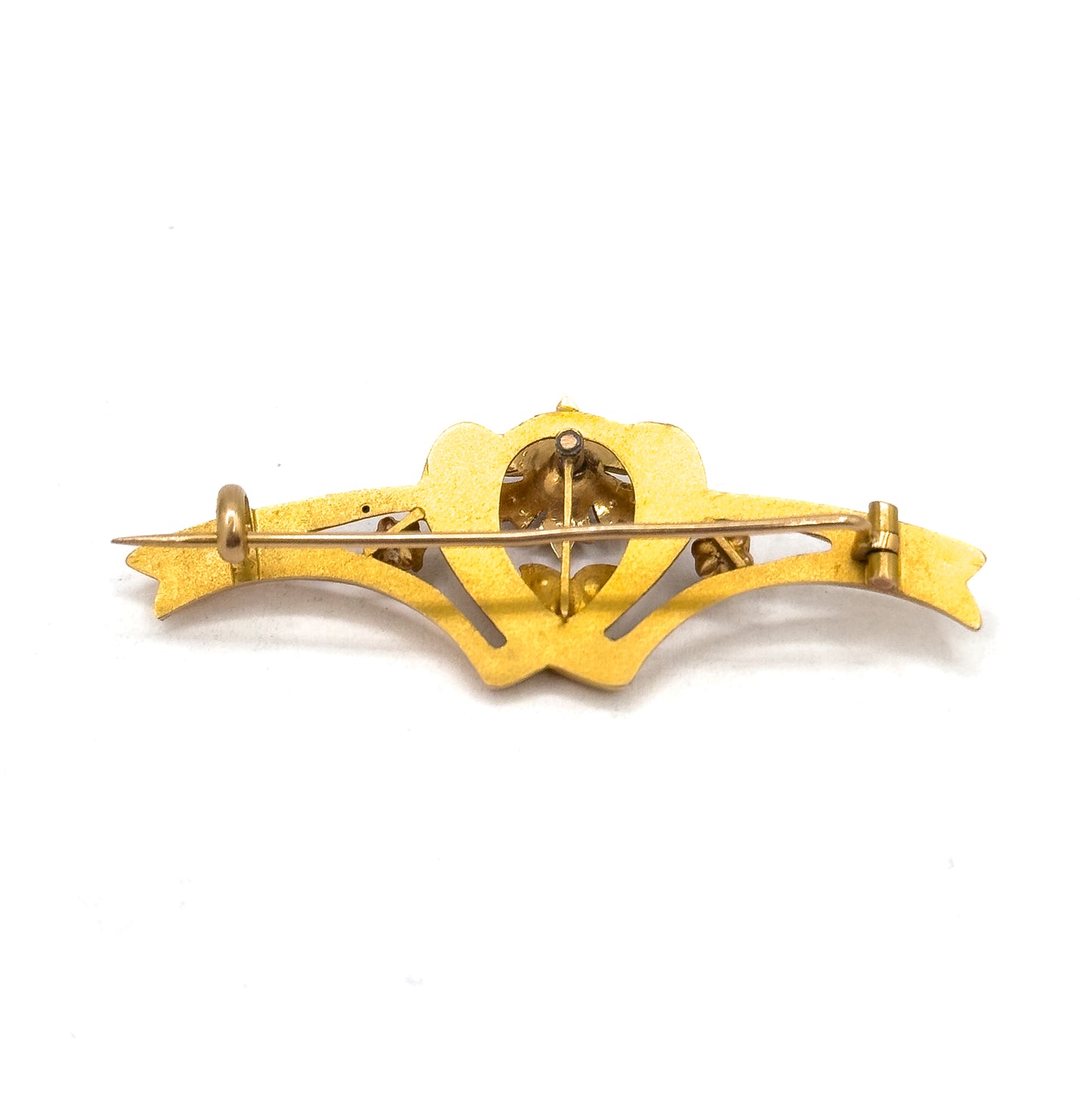 Art Nouveau Paste & Seed Pearl Brooch in Gold