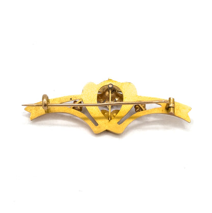 Art Nouveau Paste & Seed Pearl Brooch in Gold