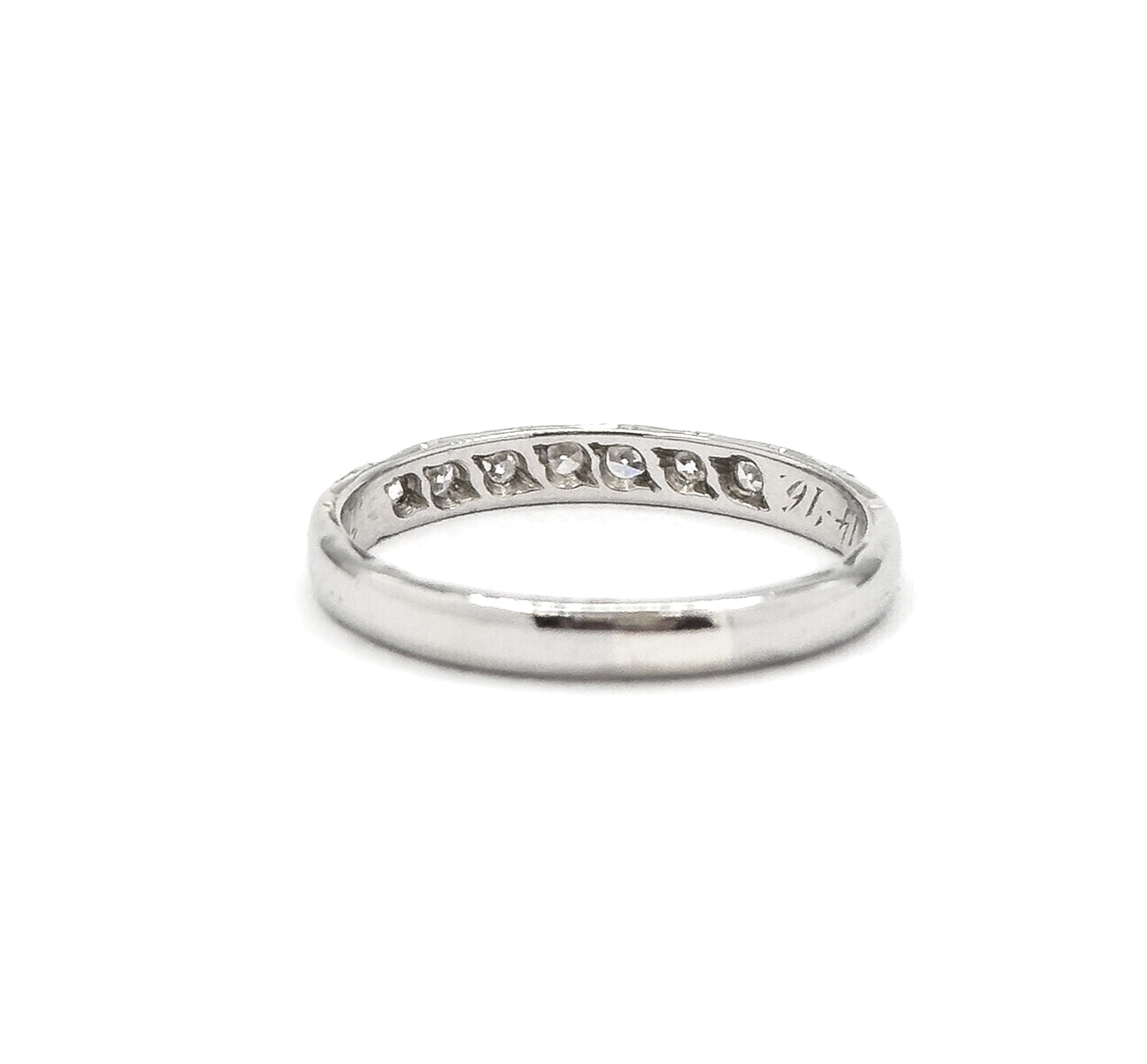 Art Deco Diamond Band with Valentines Day Engraving in White Gold