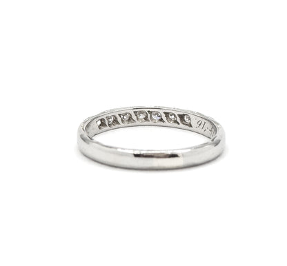 Art Deco Diamond Band with Valentines Day Engraving in White Gold