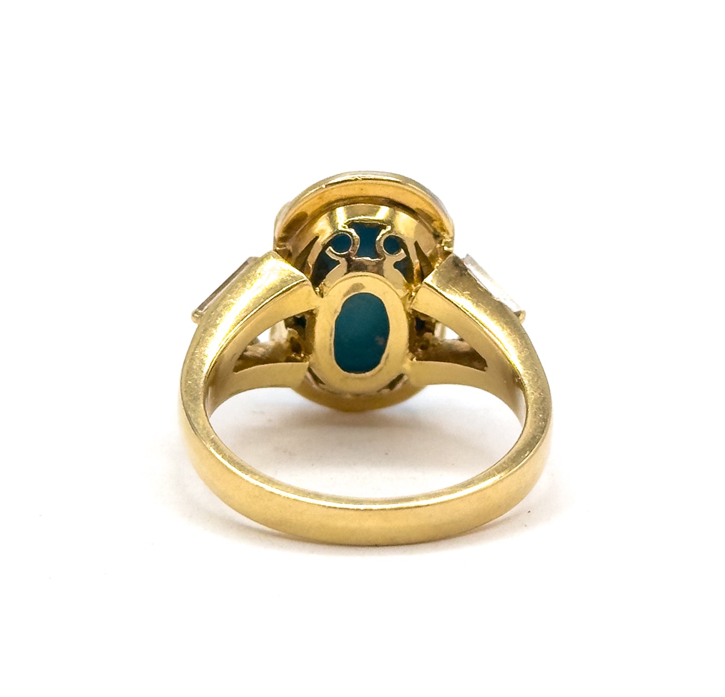Contemporary Turquoise & Diamond Statement Ring in 18K Gold