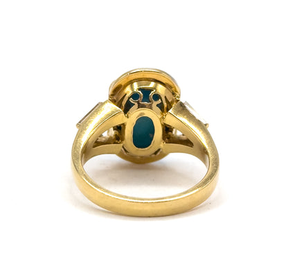 Contemporary Turquoise & Diamond Statement Ring in 18K Gold
