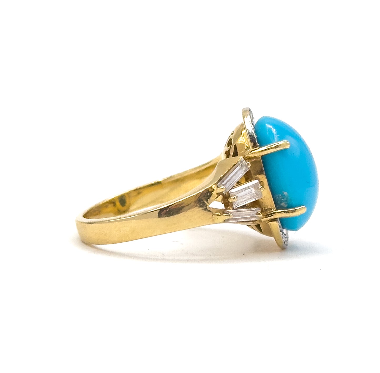 Contemporary Turquoise & Diamond Statement Ring in 18K Gold