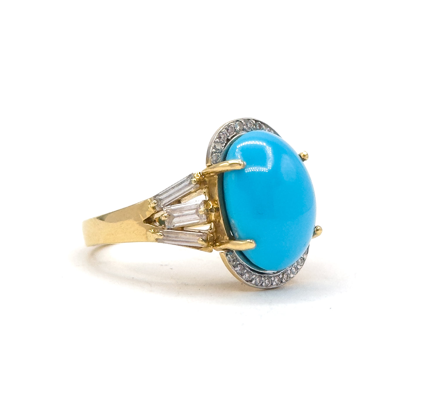 Contemporary Turquoise & Diamond Statement Ring in 18K Gold