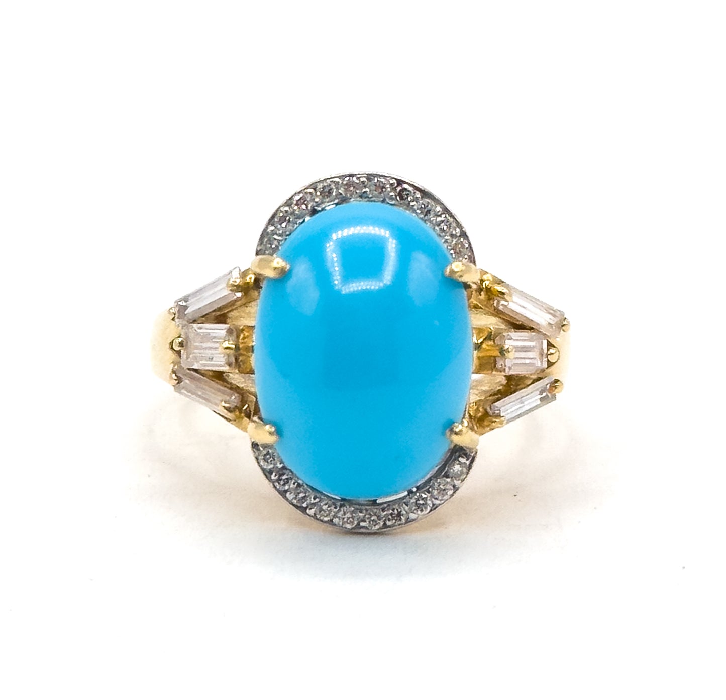 Contemporary Turquoise & Diamond Statement Ring in 18K Gold