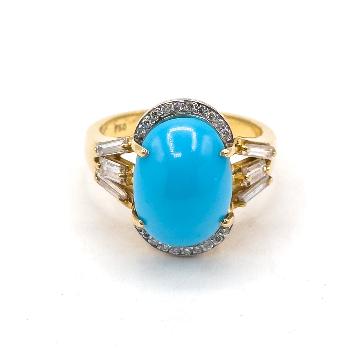Contemporary Turquoise & Diamond Statement Ring in 18K Gold