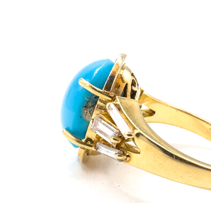 Contemporary Turquoise & Diamond Statement Ring in 18K Gold