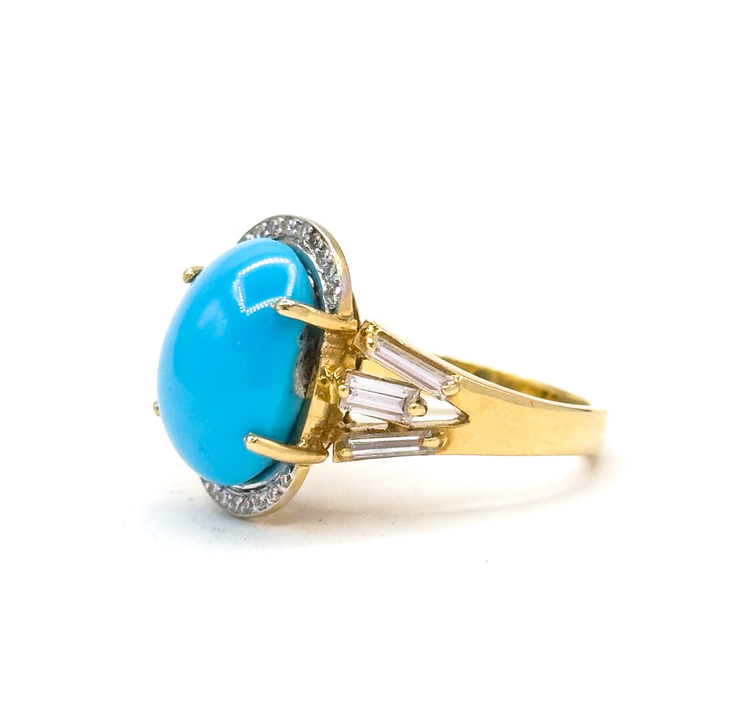 Contemporary Turquoise & Diamond Statement Ring in 18K Gold