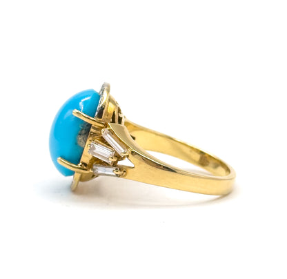 Contemporary Turquoise & Diamond Statement Ring in 18K Gold