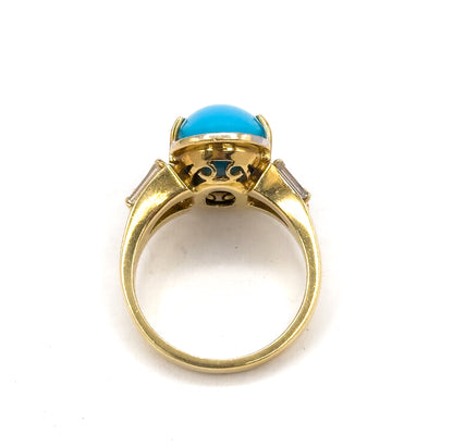 Contemporary Turquoise & Diamond Statement Ring in 18K Gold