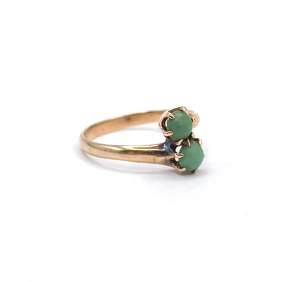 Petite Moi et Toi Turquoise Cabochon Ring in 14K Gold