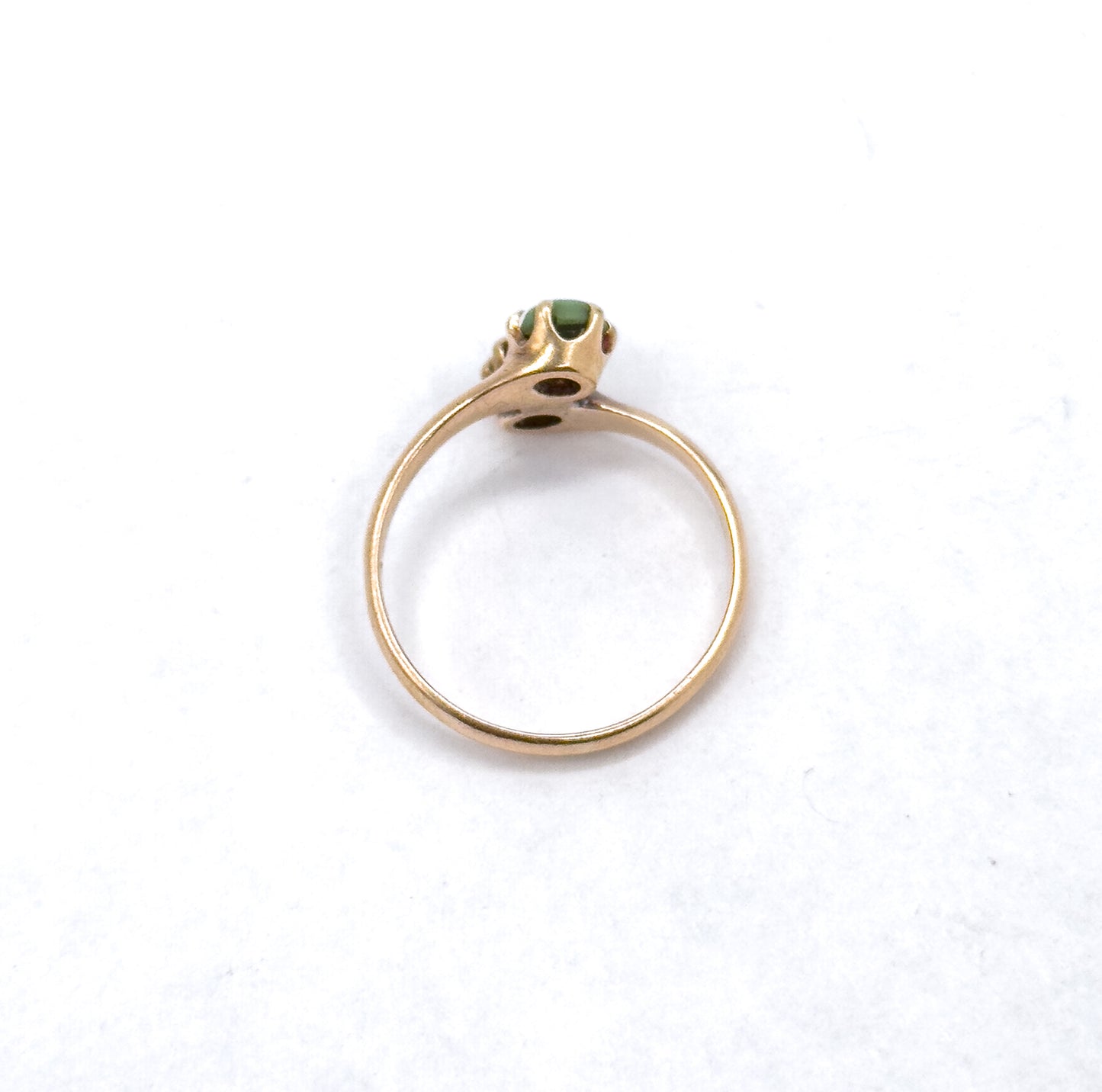 Petite Moi et Toi Turquoise Cabochon Ring in 14K Gold